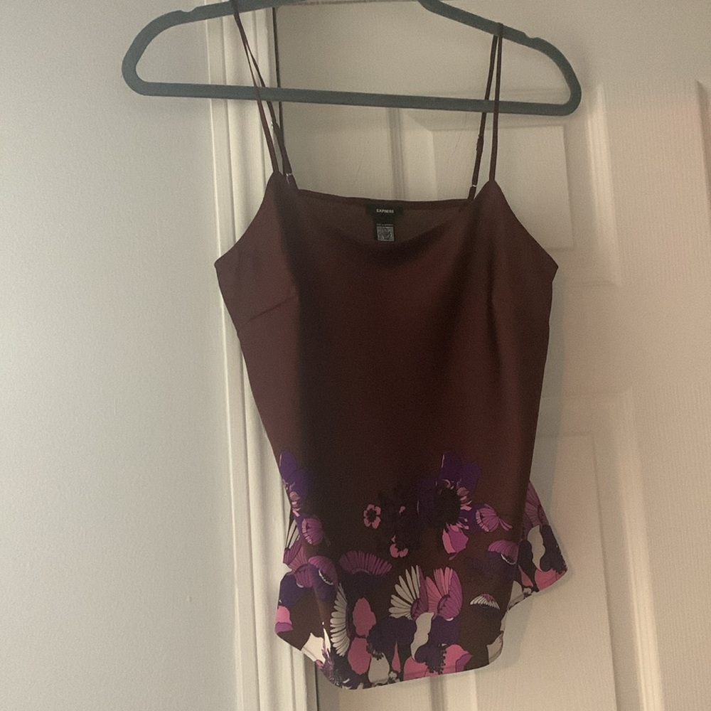 Express Satin Floral Scoop Neck Downtown Cami